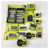 Lot Of Twelve Ryobi Items New Impact Drive Bit Set AR2039 Magnetic Nut Drivers And More