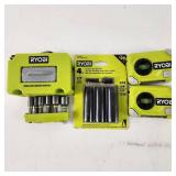 Lot Of Twelve Ryobi Items New Impact Drive Bit Set AR2039 Magnetic Nut Drivers And More