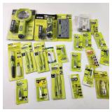 Lot Of Twenty Two Miscellaneous Ryobi Items Flashlight Magnifying Light Hobby Blades And More
