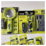 Lot Of Twenty Two Miscellaneous Ryobi Items Flashlight Magnifying Light Hobby Blades And More