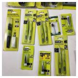 Lot Of Twenty Two Miscellaneous Ryobi Items Flashlight Magnifying Light Hobby Blades And More