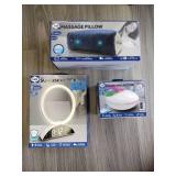 New Sealy Accessories: Vibrating Foldable Massage Pillow, Light-ip Ring Sunrise Clock, Sound Projector Sleep Aid