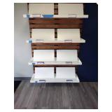 Retail Wall Display Shelves with 8 Slanted Display Triangles As Seen