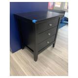 3-Drawer Black Night Stand. Measures 23.5 L X 18 W X 25 H