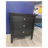 3-Drawer Black Night Stand. Measures 23.5 L X 18 W X 25 H
