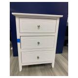3-Drawer White Night Stand