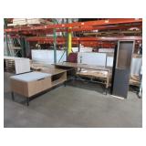 STEELCASE/BYRNE EXECUTIVE L SHAPE DESK WITH OVERHEAD BIN