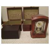 2 Bulova clocks and storage boxes...