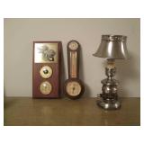 Barometer, thermometer and small ta...