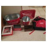 Coca Cola items including dish set,...