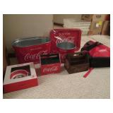 Coca Cola items including dish set,...
