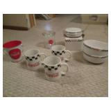 Coke bowls, mugs, jar and small buc...