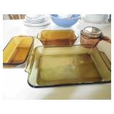5-piece brown glass pans includes; ...