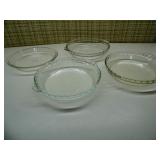 4 glass pie plates; 2 are Pyrex...