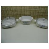 mismatched pieces of Corningware...