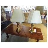 gold brushed lamps w/lampshade x2...