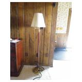red & gold floor lamp with white la...