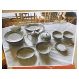 2 boxes of glass dishware green des...