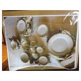 2 boxes of glass dishware light gre...