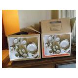 2 boxes of glass dishware light gre...