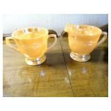 vintage peach lustre Leaf pattern F...