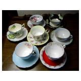 variety of china teacups & saucers,...
