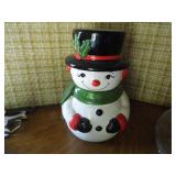 glass snowman cookie jar...