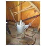 Antique buck saw, hand scythe, anti...