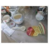 Assorted lot of china, figures, kit...