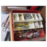 Tool box with tools and 2 vintage f...