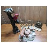 Parrot candle holder, dog figures a...