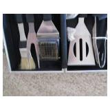 BBQ set, new in a metal vase...