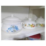 3 Floral decorated pots...