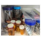 Assorted containers with Eye bolts,...