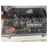 Assorted containers with Eye bolts,...