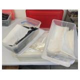 (3) Assorted shoebox style totes fu...