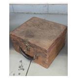 Vintage Wood toolbox containing an ...