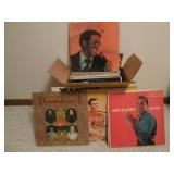 Box of vintage LPs including Mancin...