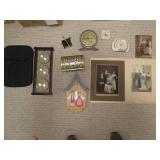 Misc items clocks, antique photos...