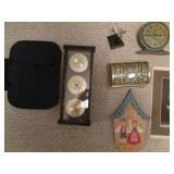 Misc items clocks, antique photos...