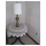 Brass lamp and small table 24" 26" ...