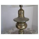 Brass lamp and small table 24" 26" ...