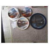 Terry Redlin plates and tin tray...