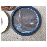 Terry Redlin plates and tin tray...