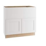 Newport Pacific White Plywood Shaker Assembled Farm Sink Base Kitchen Cabinet Sft Cls 36 in. W x 24 in. D x 34.5 in. H