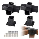 Pergola Bracket Kit 4 in. x 4 in. 4-Piece 4-Way Heavy-Duty Corner Bracket Woodworks DIY Post Base Kit Easy Installation