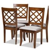 Brigitte Grey and Walnut Fabric Dining Chair (Set of 4)