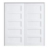 Shaker Flat Panel 64 in. x 80 in. Both Active Solid Core Primed Composite Double Prehung French Door w/ 4-9/16 in. Jamb
