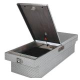Jobox 70 in. Diamond Plate Aluminum Full Size Dual Mid-Lid Crossover Truck Tool Box with Gear-Lock Latch