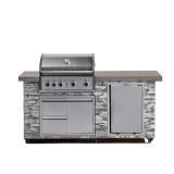 78 in. Pro Elite 5-Burner European Ledge Propane Gas Grill Island in Gray